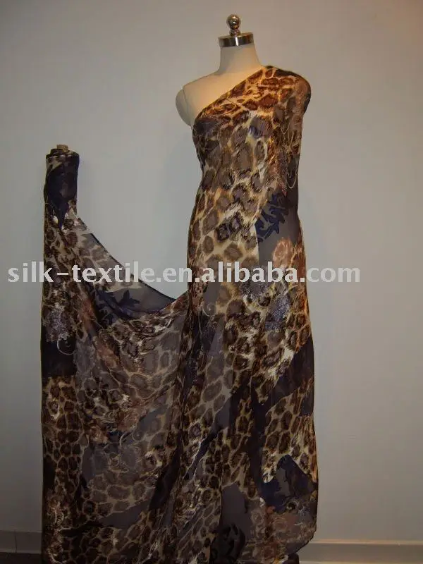 Шелковая шифоновая атласная ткань с цветочным принтом