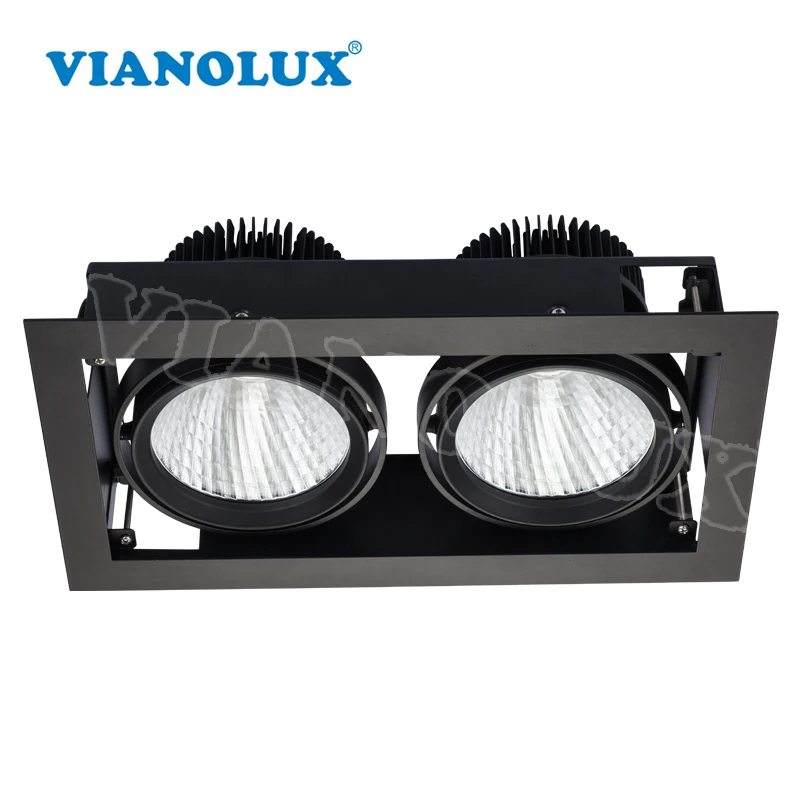 
High quality modern led square recessed lamp 2*30W high power indoor using led square grill light 