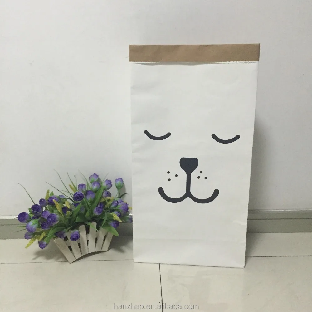 Letter Print Kraft Paper Bag for Kids Toys Decorative Household Storage