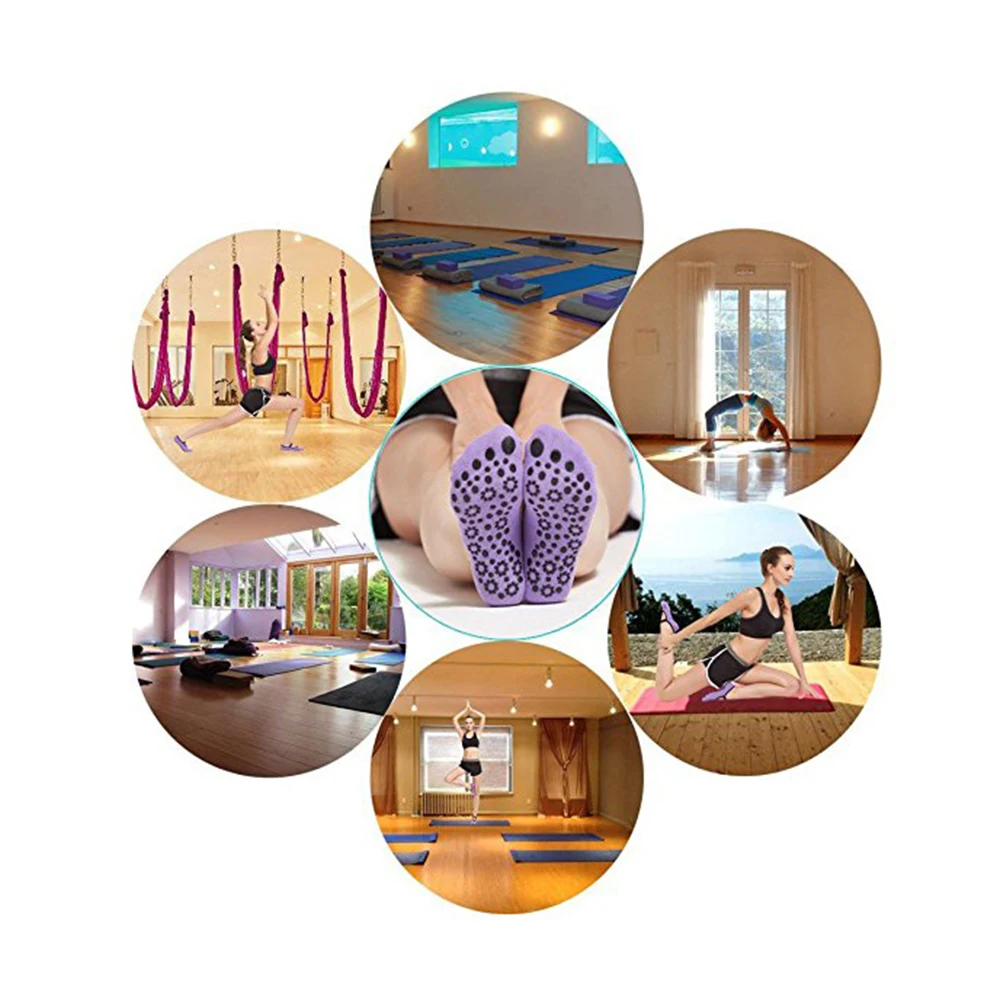 Rubber sole women grip non slip yoga pilates socks