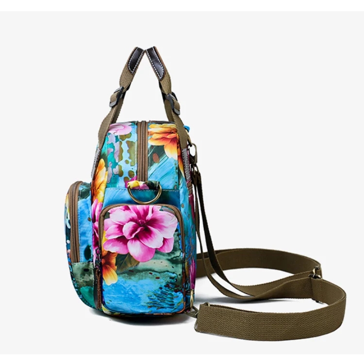 Osgoodway2 Waterproof Nylon Designer Floral Women Handbags Baby Diaper Bag Backpack for Mom