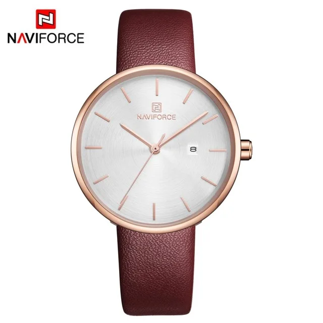 NAVIFORCE 5002 женские часы модные повседневные кварцевые дамские наручные PU простой Дата водонепроницаемые подарок для