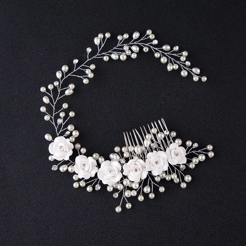 korean magic hair comb handmade pearl flower hairband hair accessories bridal