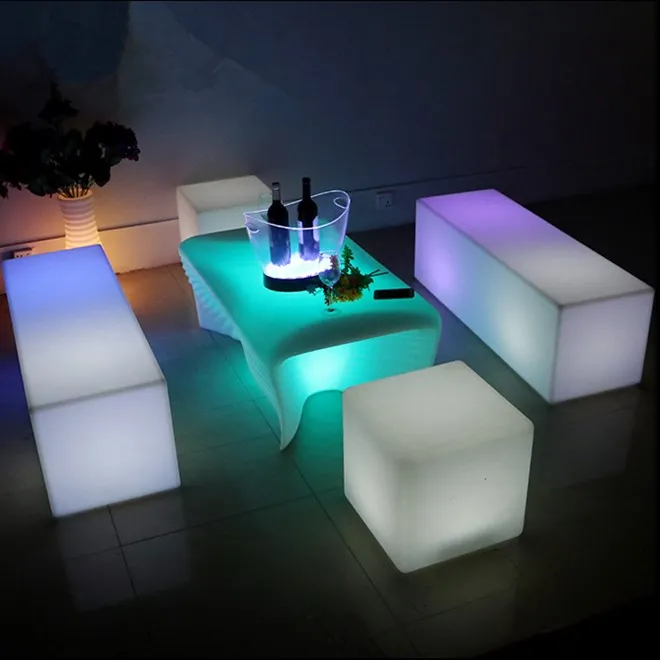 
Party & Events LED Cube Seat Table PE Plastic led color changing light table 