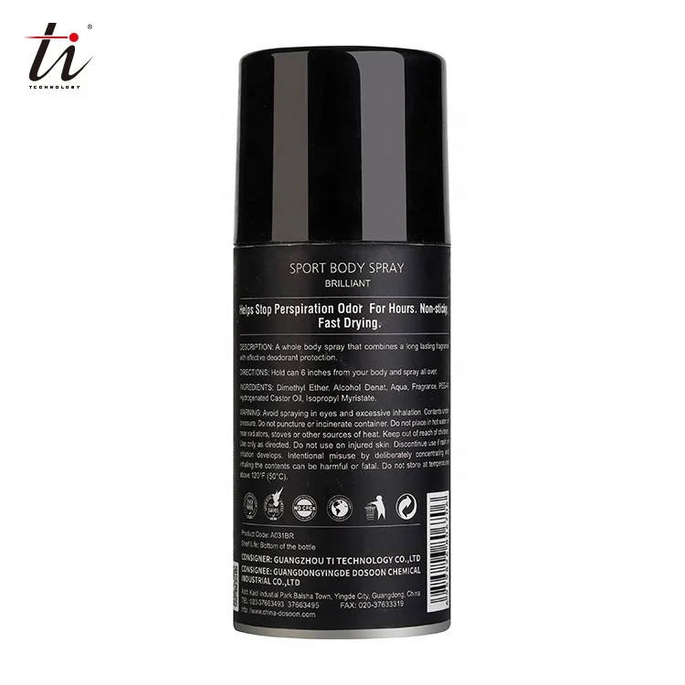 
Professional Sport Body Spray for Deodorization, Ti Brilliant Deodorant Body Spray, Aerosol Body Deodorant with Sport Scent 