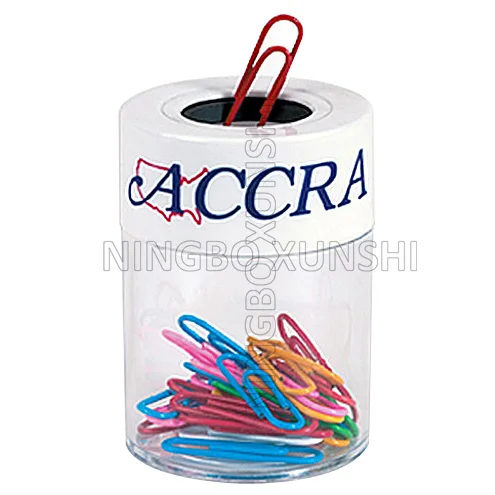 
Promotion gift ABS plastic transparent circle column cylinder design built in magnet ring document office desktop file clip box 