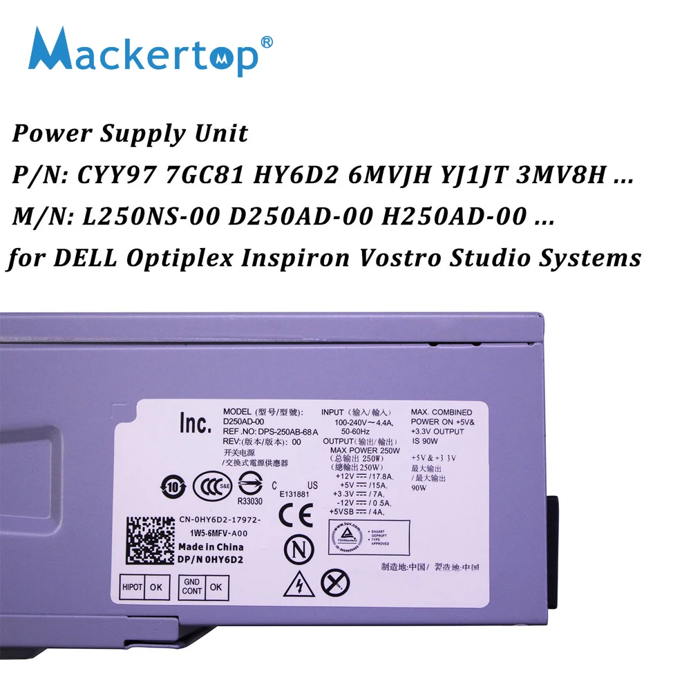 250W Computer Switch Power Supply for DELL Inspiron Optiplex L250NS-00 390 790 990 3010