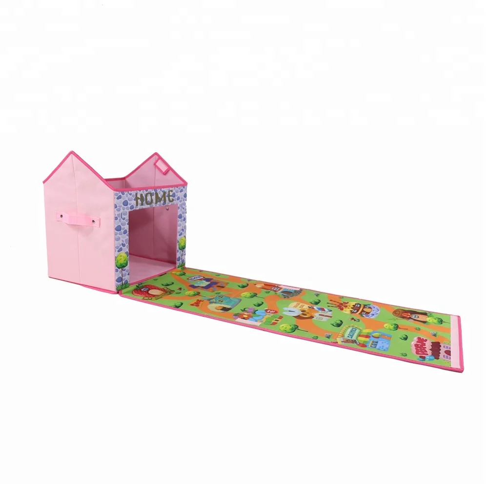 Cartoon House Storage Box With Roll Out Play Mat