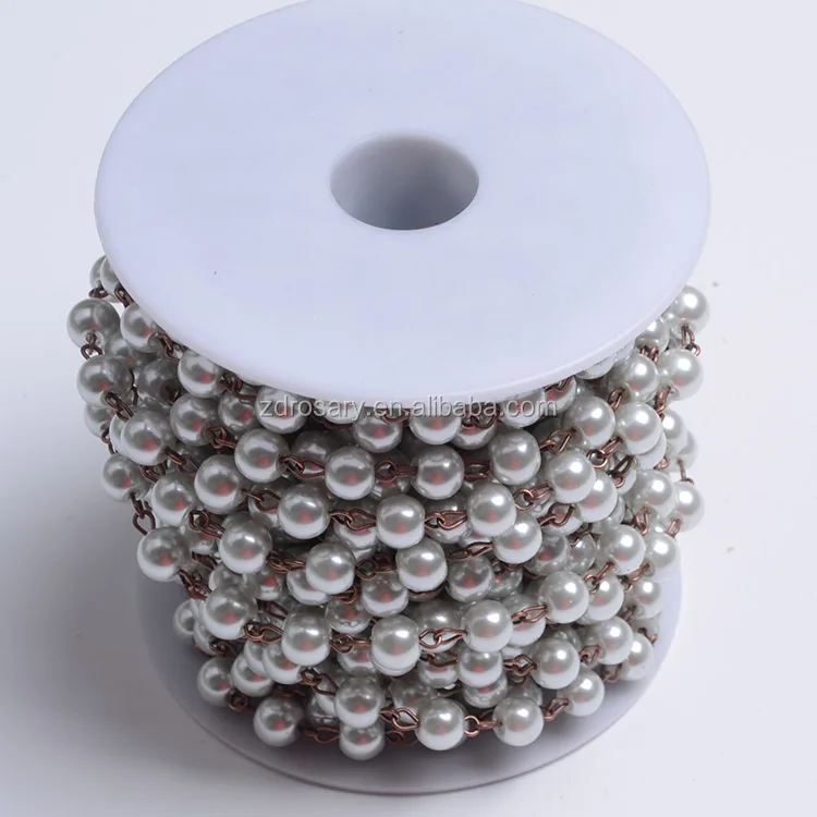Hot selling Smooth Round Luxury Simulated Pearl Glass bead Rosary Chain Wholesale Beads Necklace Jewelry Supplies YIWU