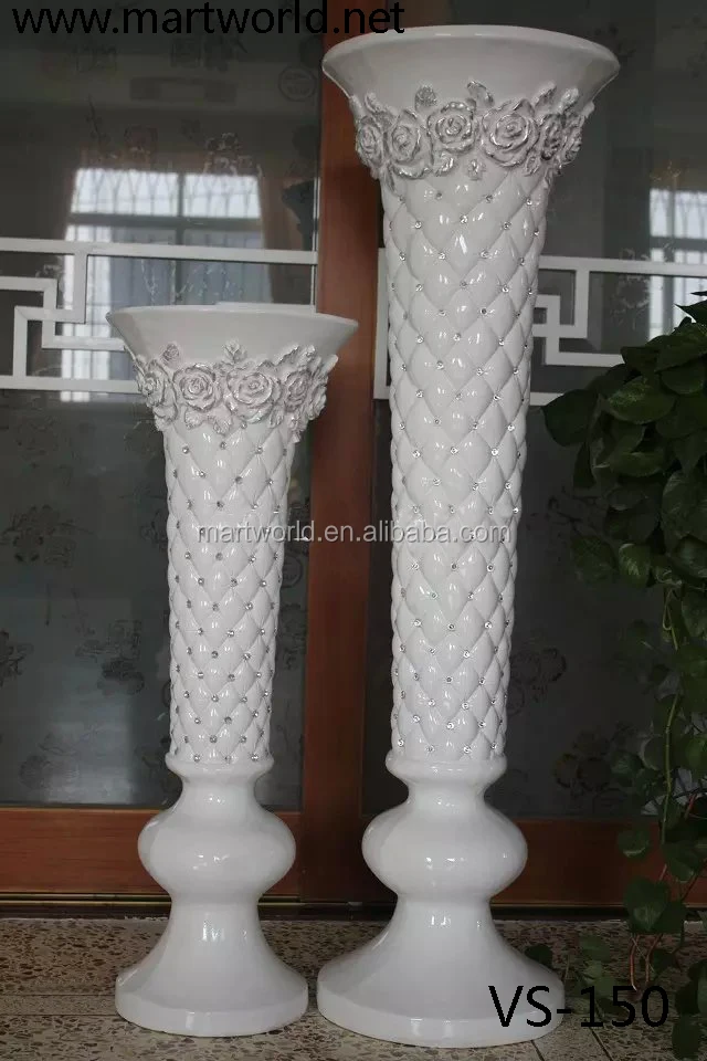 tall floor vase  rose style fibter glass vase  table  centerpiece  vase  hotel party event wedding decoration (VS-15)
