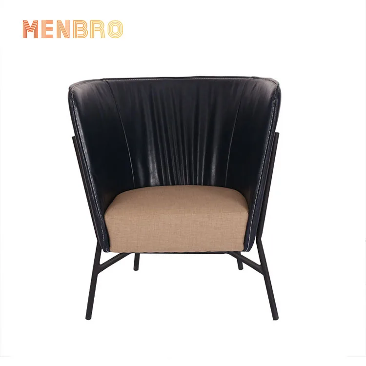 
Mid Century Modern Design Black Leather Relax Lounge Sofa Chairs Home Living Room Furniture High Back Accent Chair 