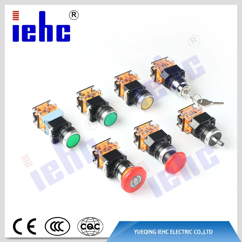 iehc LA38 series high quality momentary / latching flat push button switch