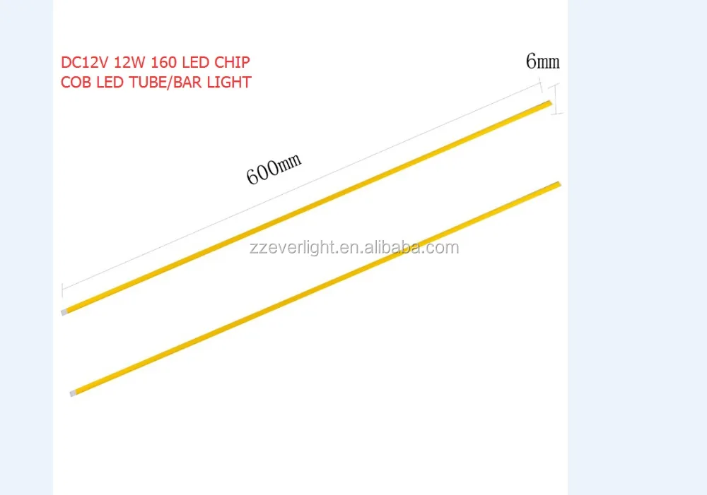 600mm DC12V 12W 1300lm strip flip cob led chip bar for the DIY camping light