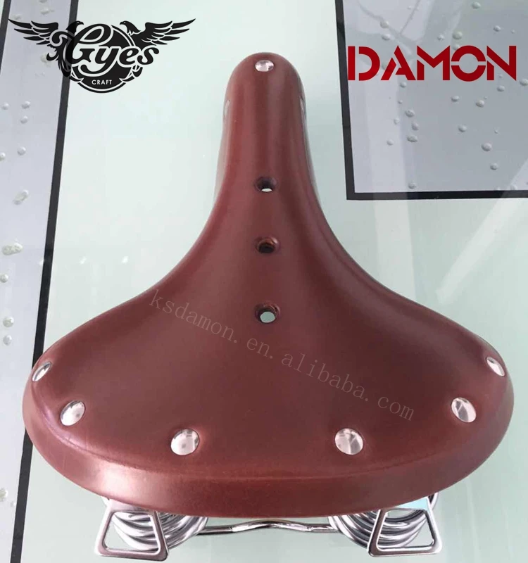 Gyes GS-07S Cow Leather Retro Riveted Road Bike Saddle