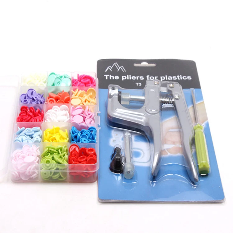 
Hot Sale Box Packing 150Sets With Metal Press Pliers Tools Colorful T5 12MM Press Plastic Snap Buttons 
