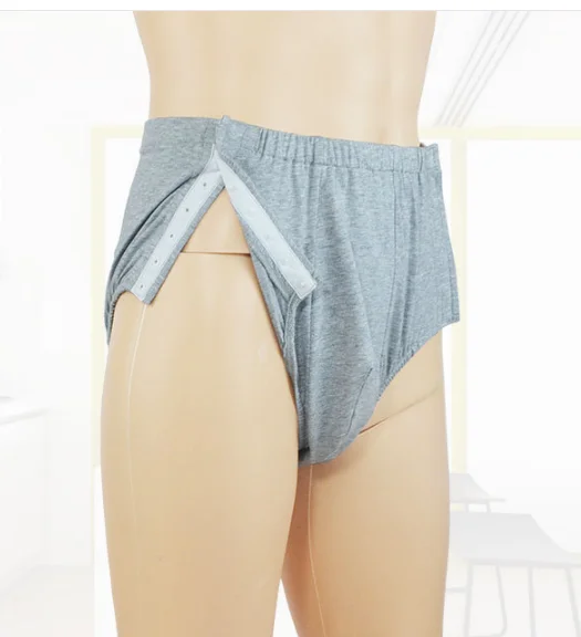 Full open nursing pant top care underwear easy take off patient panties men boxer briefs