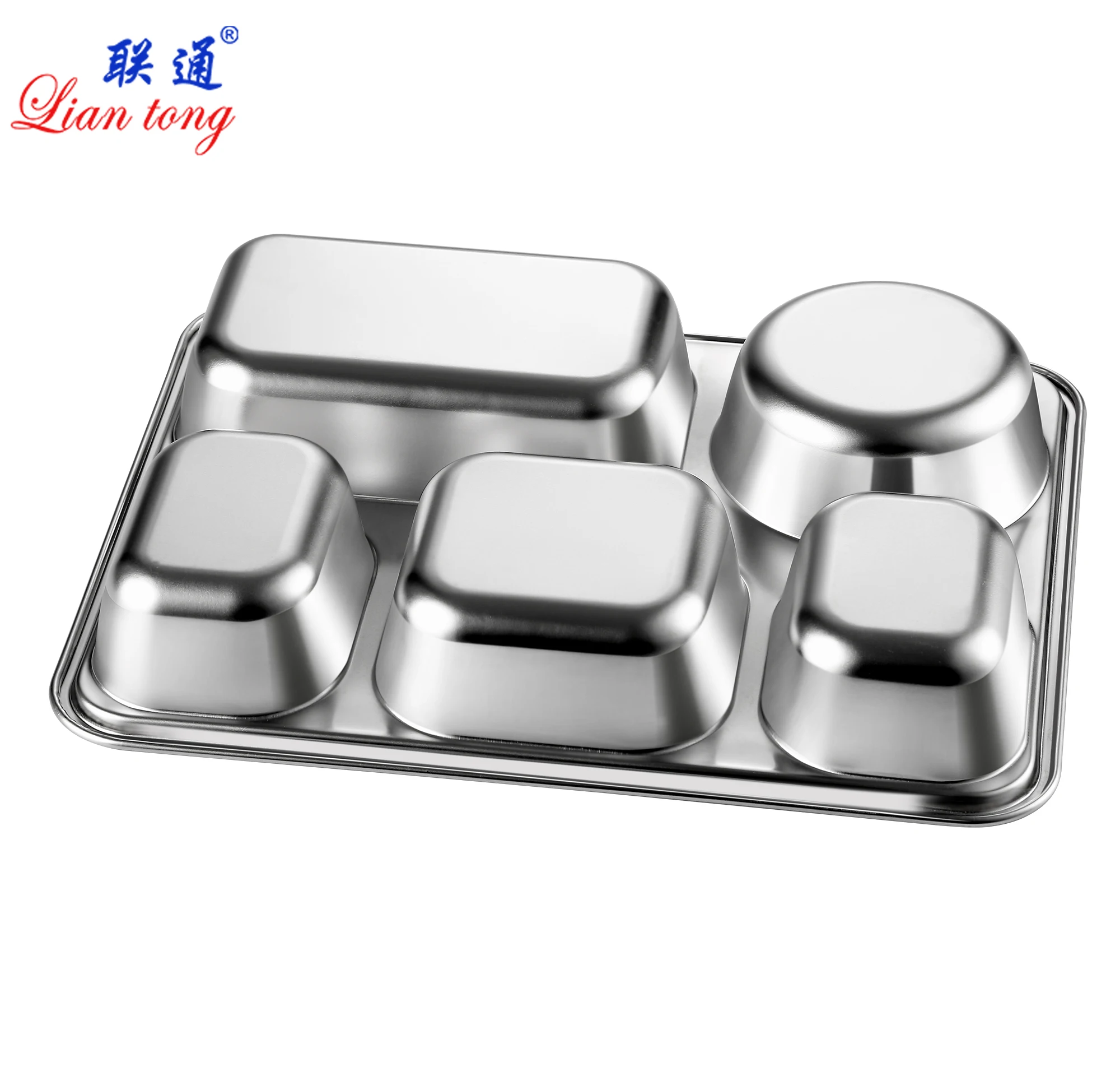 Stainless steel fast food tray plate school lunch tray container compartments