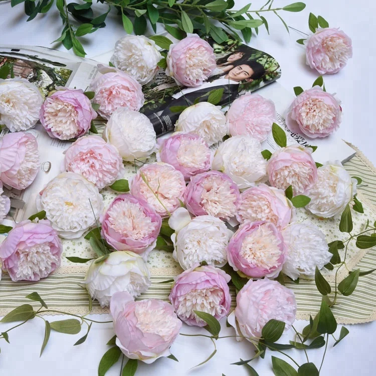 Rose head peony head artificial rose silk flower floral decorative table wedding flower wall