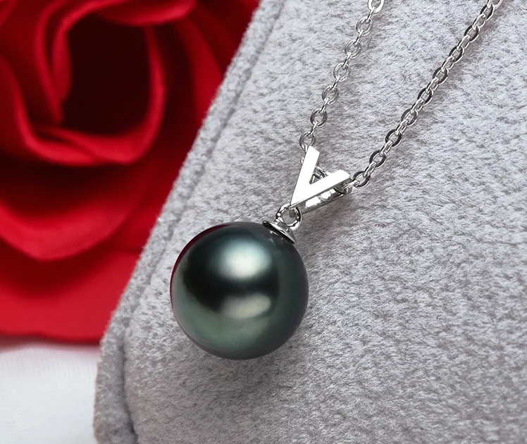 18K gold 10-11mm Classical Real Genuine Tahiti Tahitian South Sea Pearl gold jewelry
