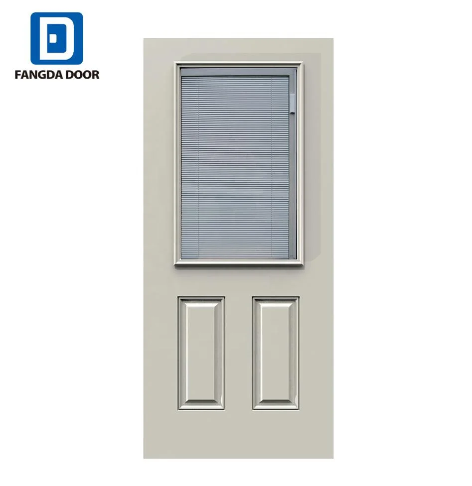 36 in. x 80 in. Premium 1/2 Lite Mini Blind Primed Steel Prehung Front Door