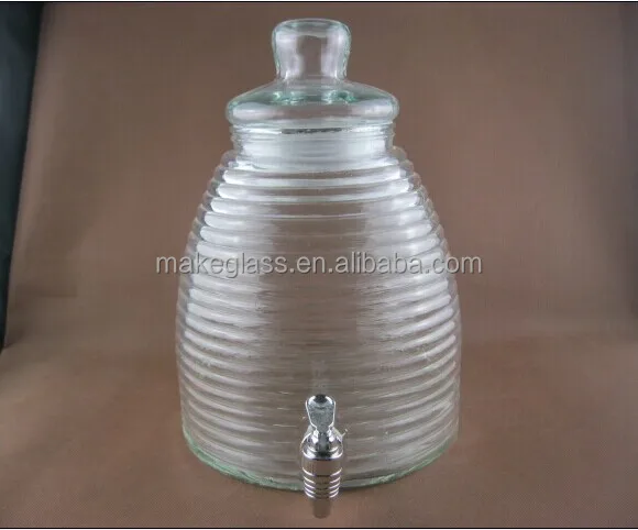 1gallon and 2 gallon glass drinking dispenser with tap glass beverage jar , with lid and faucet