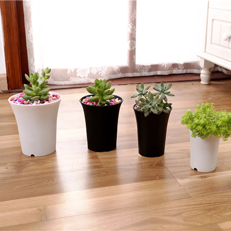 Creative black White PP Desk Flower Pot for Succulents