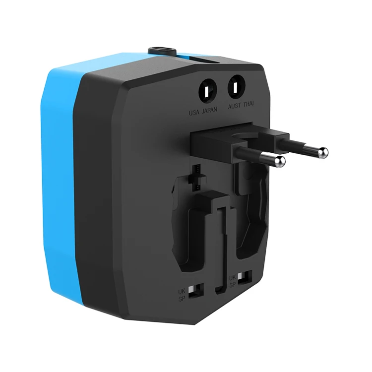 World travel adapter with power bank 3000mah with dual USB outport