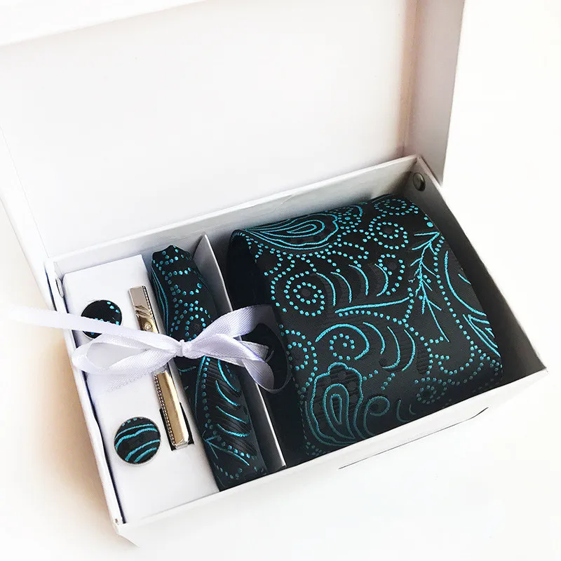 Best selling products dark color microfiber paisley christmas gift set men tie set gift