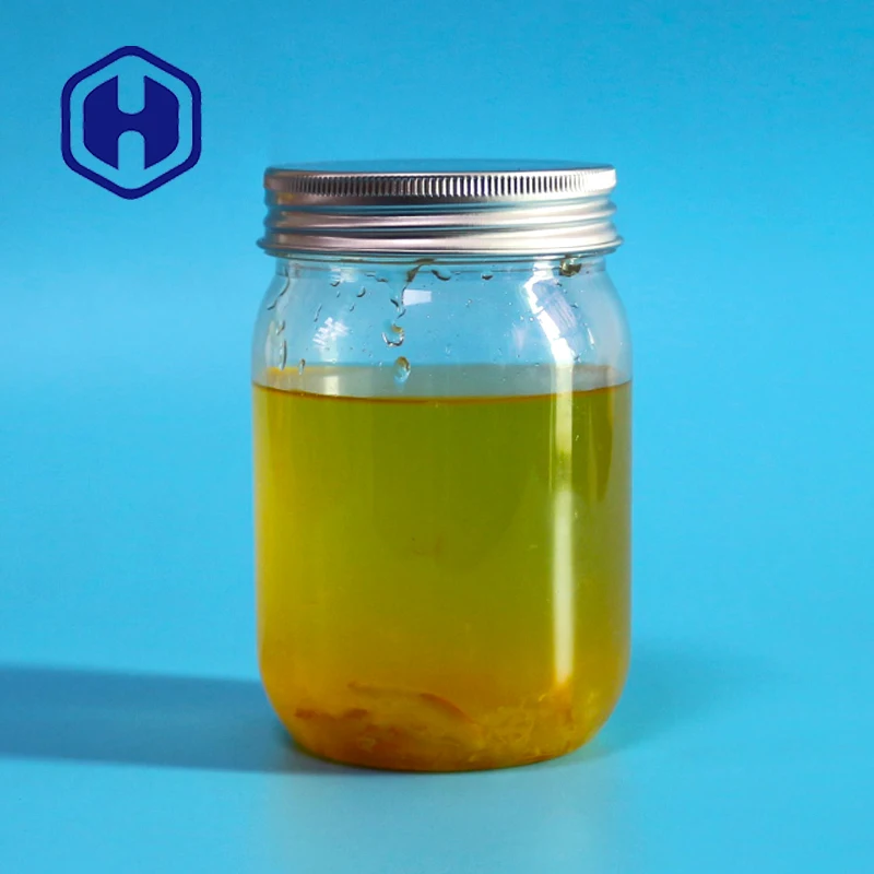 Round Chinese manufacturer food packing sealing empty PET cheap wholesale plastic bottle pickle jam jars with metal plastic lid