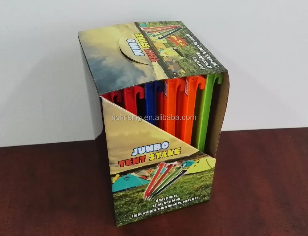 hot sales plastic tent peg stakes set with show box outdoor PP ABS camping nail environmental material customized packing