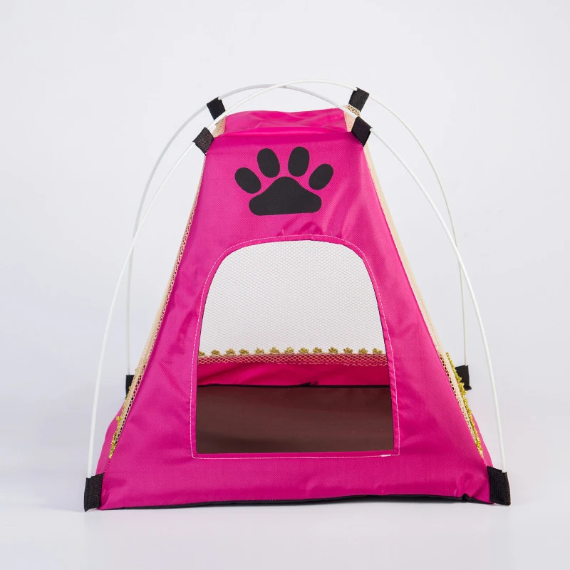 Teepee Pop-Up Dog Cat Bed small Portable Foldable Pet Tent with cushion