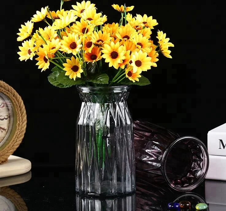 Wholesale Home Decoration European Style Origami Glass Vase Blue pink Grey clear Colorful Glass Vase Hot Selling