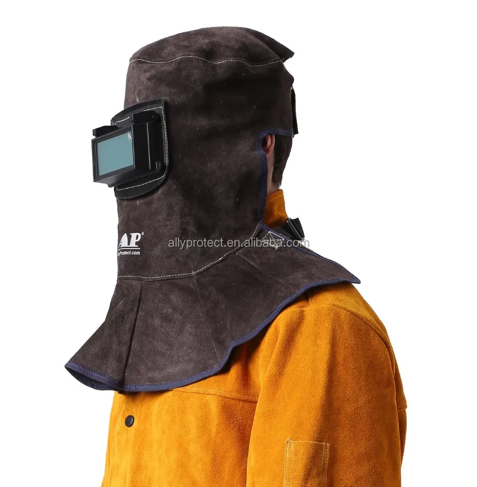
AP-3001 comfortable brown cowhide split leather welding shiled with welding hood for splash proof and heat resistant 