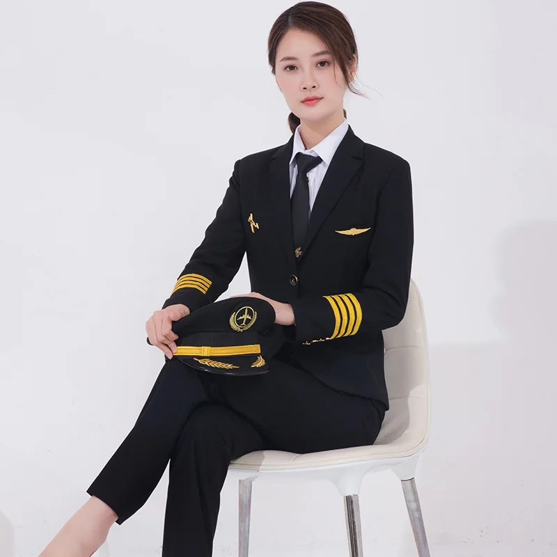 
Airline Flight USA Aviation Pilot Uniform Female Pilot Shirt Suit Women Uniforms 