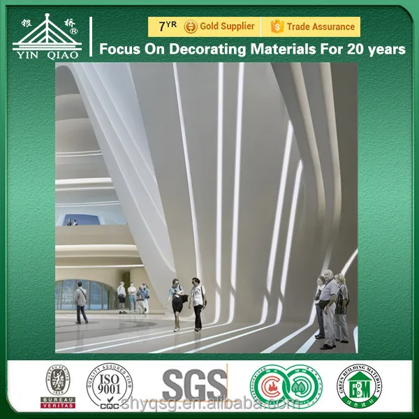 Fireproof GRG Glassfiber Reinforced Gypsum Curved Acoustic Ceiling Panel