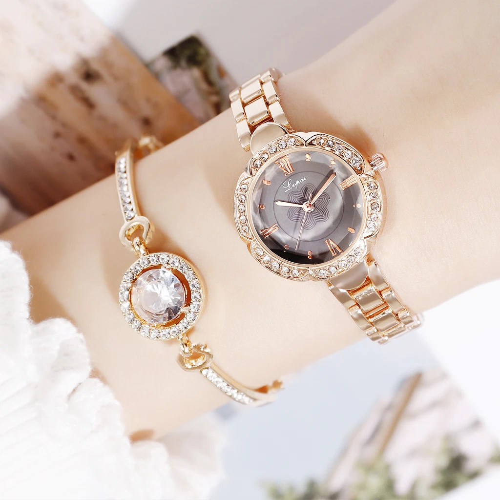 
Lvpai Brand Luxury Women Dress Watches Set Fashion Geometric Bangle Bracelet Quartz Clock Ladies Wrist Watch Rose Gold Watches 