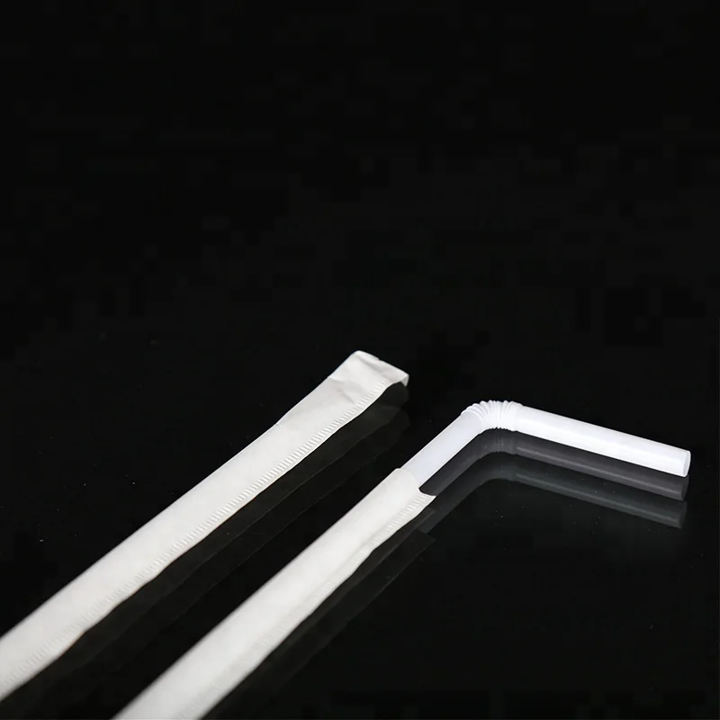 6mm white PP disposable plastic flexible drinking straw