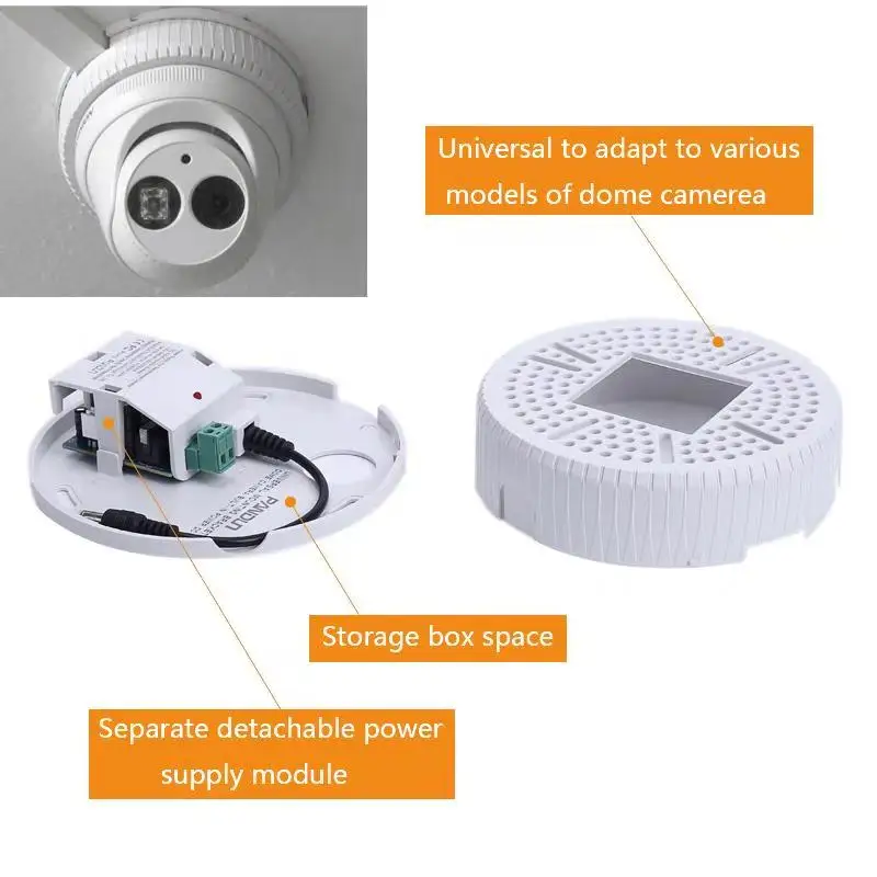 
Plastic Wall Mount Bracket 12V2A power adapter supply and bracket Two in one box for CCTV Security Dome Camera 