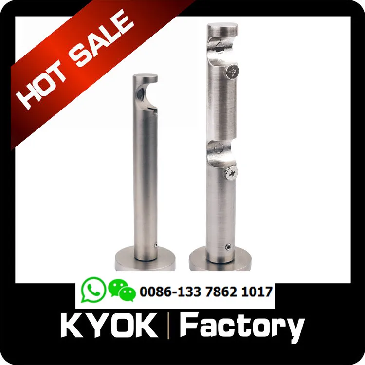 Curtain rod bracket side wall mounted thick Roman rod automatic buckle aluminum alloy iron wood grain double bracket