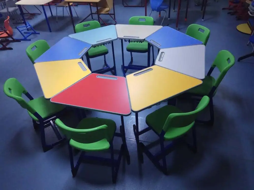 collaborative school furniture group trapezoid kids study table chair