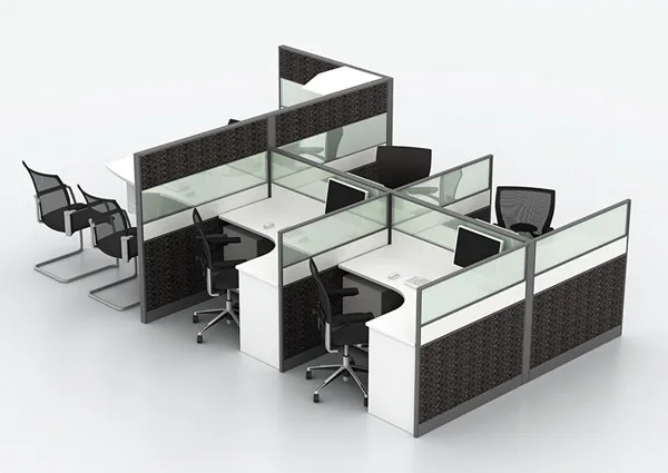 aluminium glass office partition with laminate wood table panel