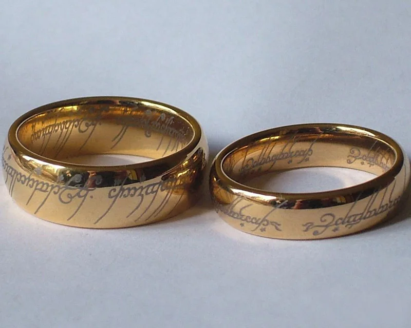 
New Hot The Lord of the Rings Tungsten Ring Gold Color Ring Men and Women Gifts Wedding Jewelry 