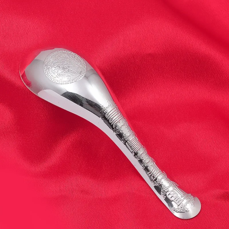 xs083 990 Dragon phoenix dependent spoon 990 silver spoon fine silver spoon