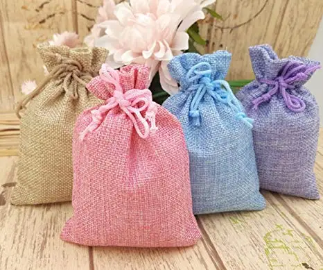 Wholesale portable reusable eco friendly small hemp jute drawstring bag