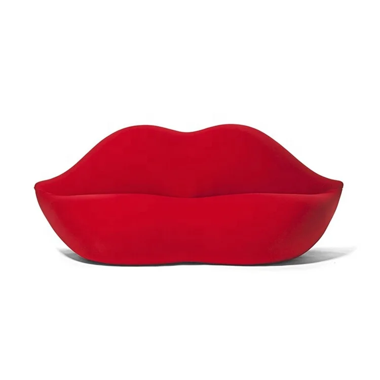 
China red salon waiting sofa mouth shape unique waiting salon chair 