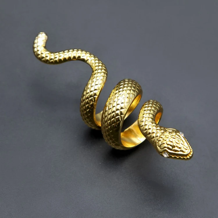 Blues RTS Fashion zinc alloy Gold Silver Plated Men Trendy Snake Shape Hip Hop Punk Snake finger Ring for men women jewelry
