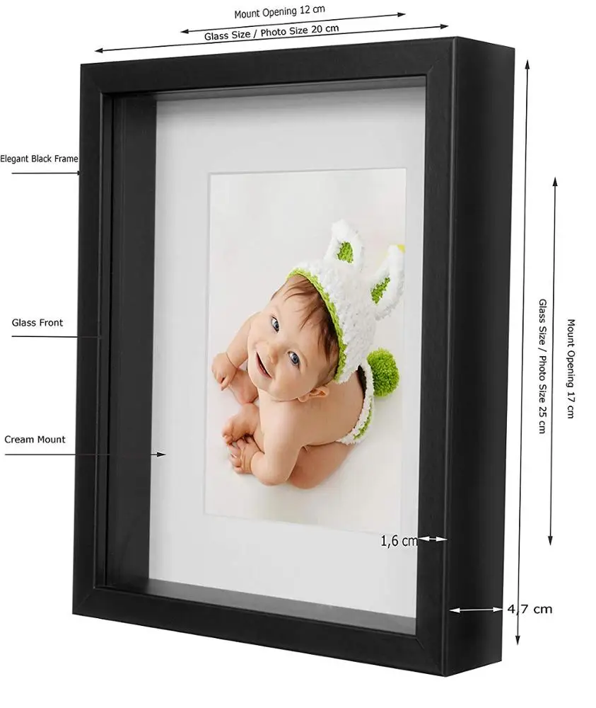 Custom Black Wood Shadow Box 3d photo frame
