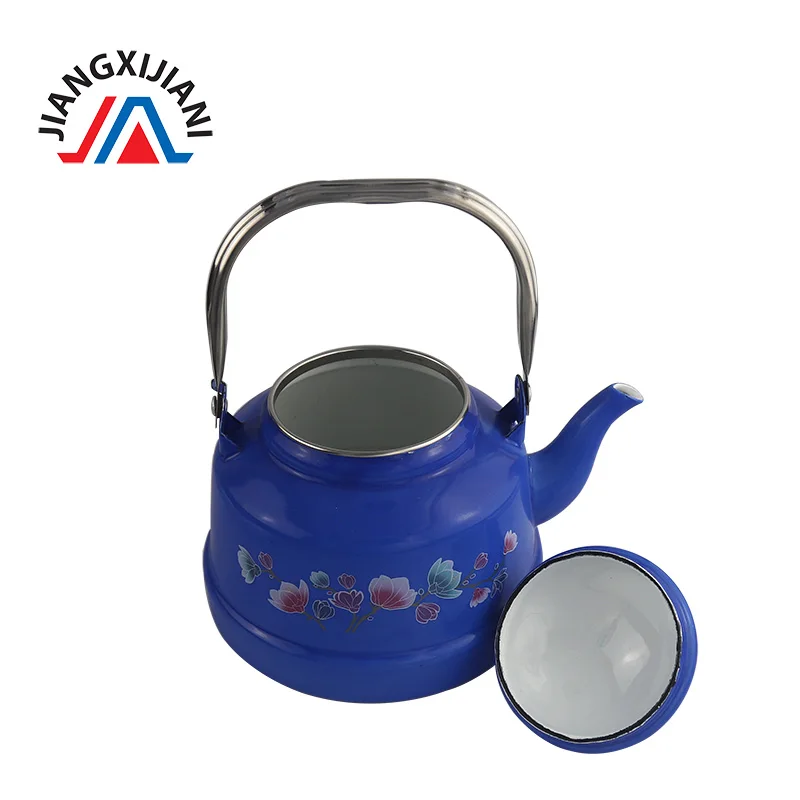 
2.5L Blue Bell Enamel Kettle stainless handle cast iron camping kettle 