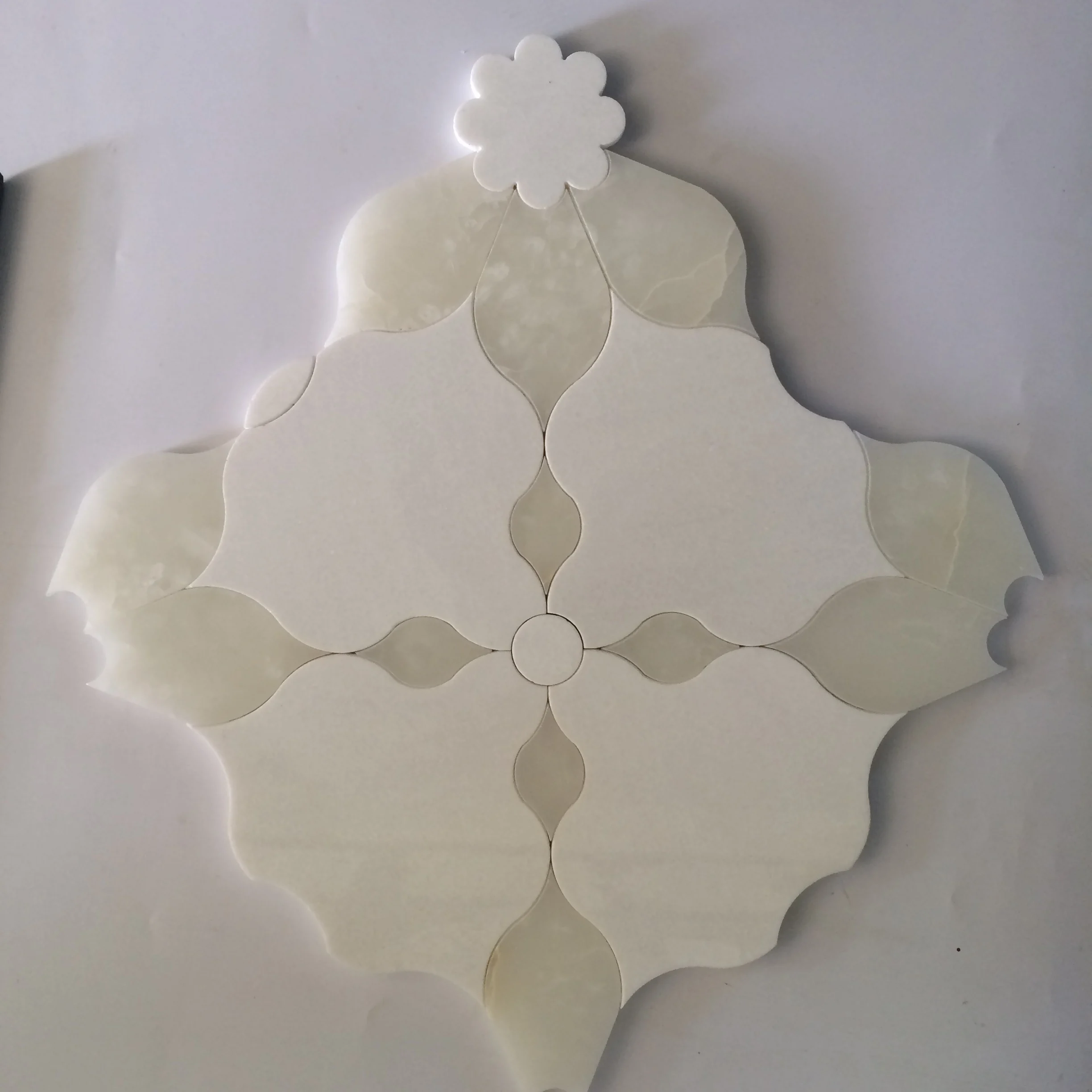 thassos white and jade white water jet marbl mosaic