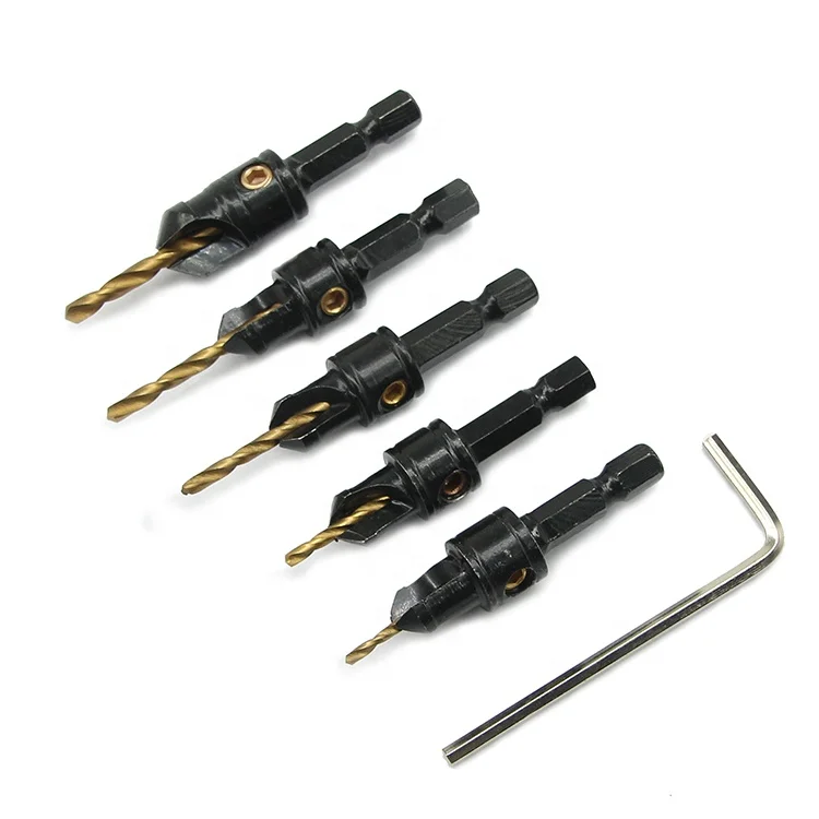 Hex Shank Groove Titanium Countersink Drill Bit